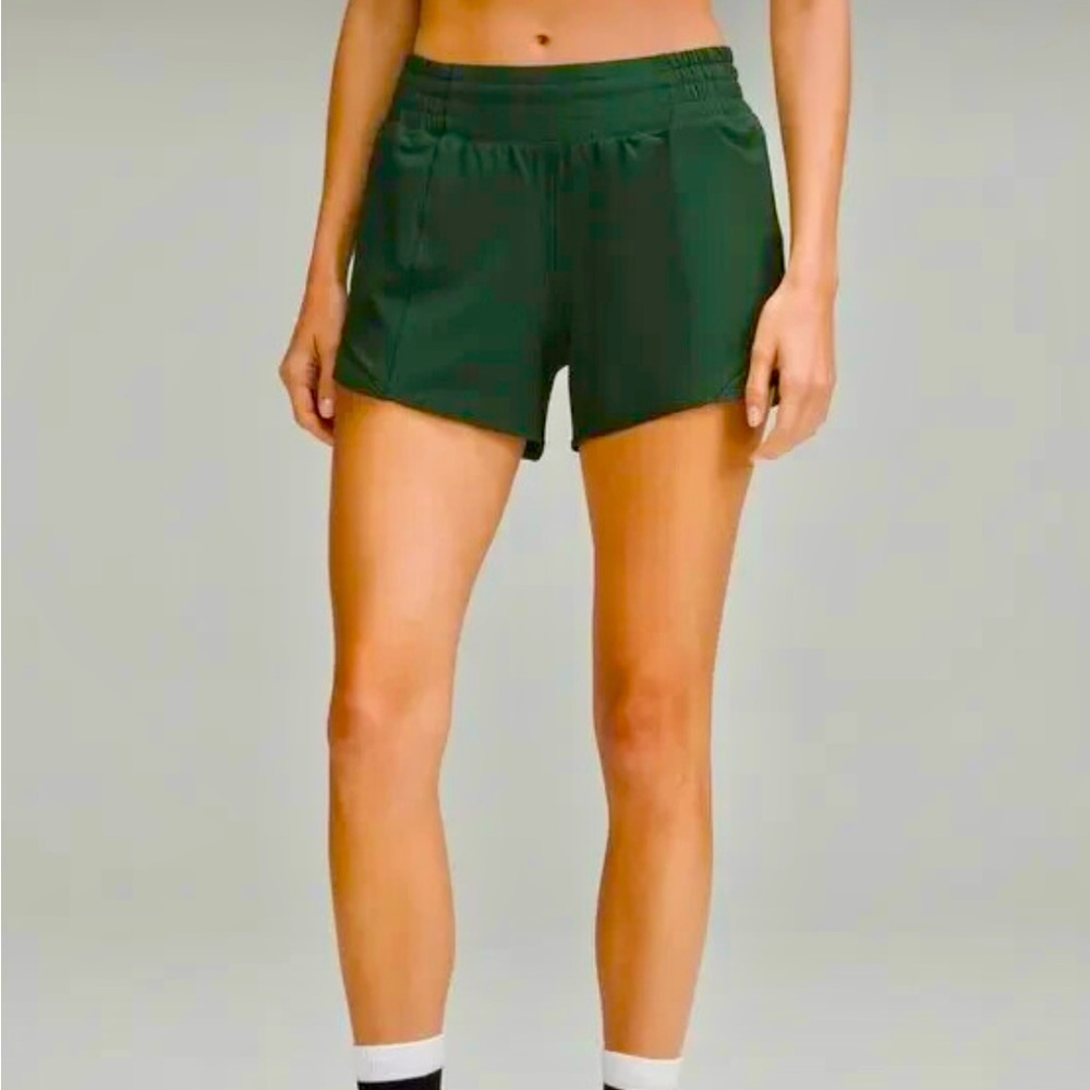Lululemon Hotty Hot High-Rise Lined 4” Short, Legacy Green, Size 6